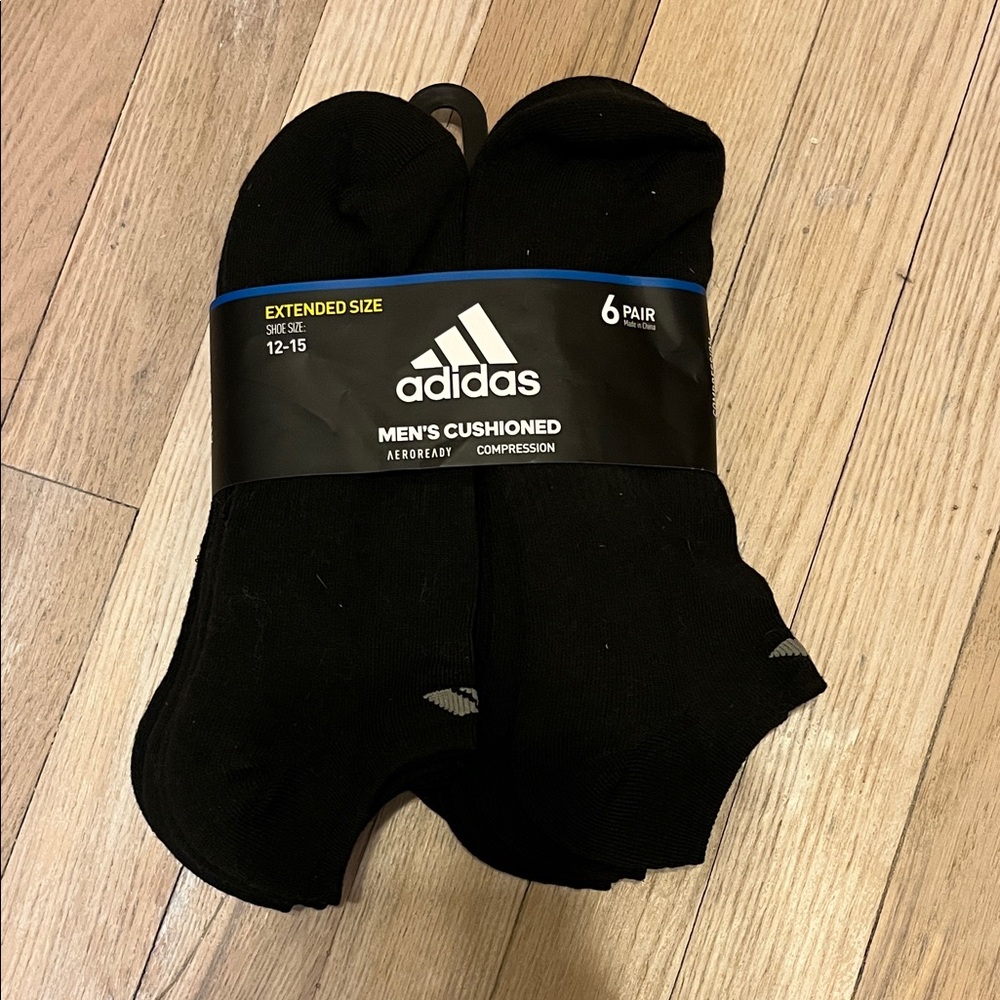 adidas Men's Black Cushioned Athletic Socks - 6 Pack